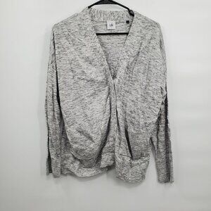 Cabi Marble Gray Boyfriend Cardigan Top Women Size Large Snap Front Long Sleeves